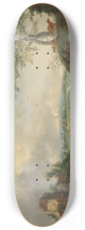 Jan Frans van Bredael - Elegant riders in a hunting scene with falcons 8.25 inch art skate deck