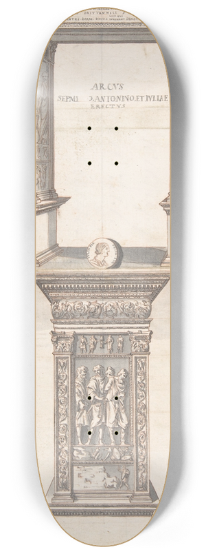 Jan Goeree - Arch of Septimius Severus, Frontal Elevation (above) and Side View (below) 8.25 inch art skate deck