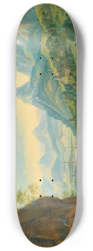 Jan Griffier - A river landscape with mountains 8.25 inch art skate deck