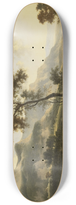 Jan Hackaert - Mountainous Landscape 8.25 inch art skate deck