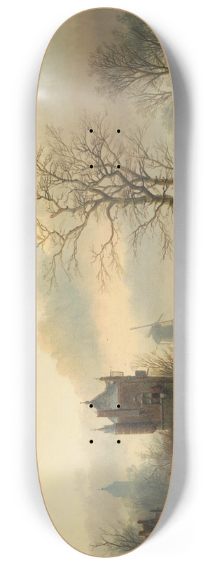 Jan Jacob Spohler - Skaters on a frozen river 8.25 inch art skate deck