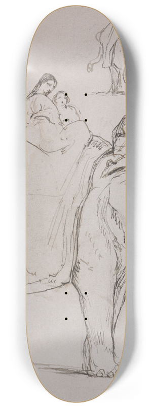 George Jones - Figures on an Elephant and Other Elephant Studies 8.25 inch art skate deck