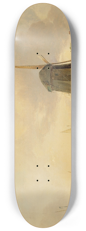Jan Van Os - A river landscape with a windmill 8.25 inch art skate deck