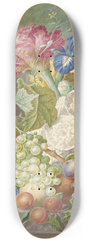 Jan Van Os - Still Life with Flowers and Fruit 8.25 inch art skate deck