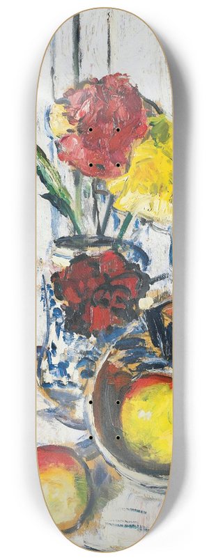 George Leslie Hunter - Still Life Of Apples And Flowers In A Blue Vase 8.25 inch art skate deck