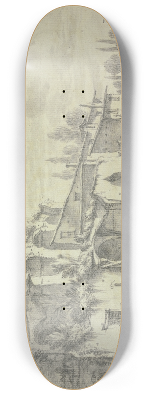 Jan Wyck - Landscape with ruins 8.25 inch art skate deck