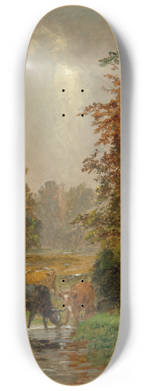 Jasper Francis Cropsey - Cattle by a Stream 8.25 inch art skate deck