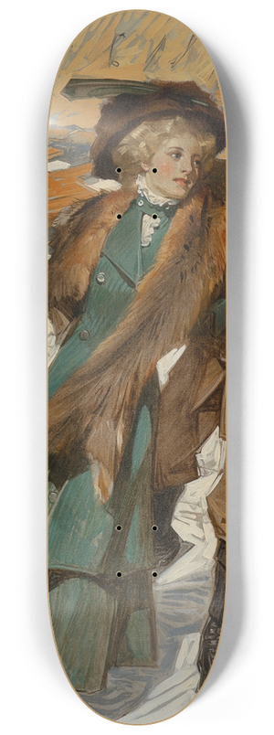 J.C. Leyendecker - Ice Skaters 8.25 inch art skate deck