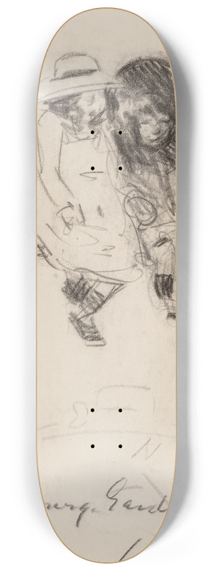 George Luks - Two Girls with Ball 8.25 inch art skate deck