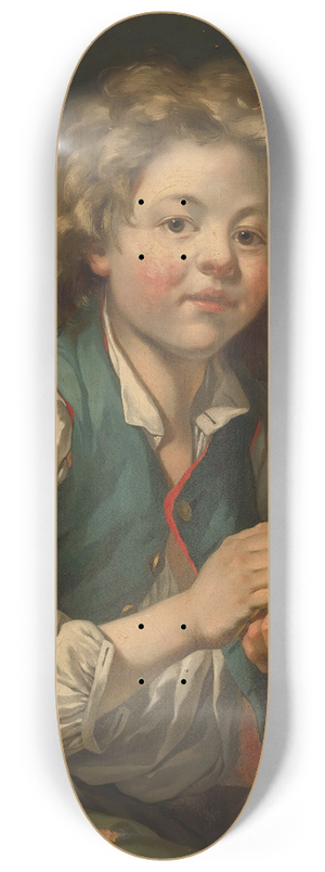 Jean-Baptiste Charpentier - A Boy, Seated Beside Atable With Cards 8.25 inch art skate deck