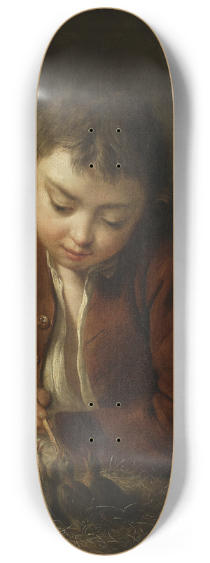 Jean-Baptiste Charpentier - Boy feeding chicks 8.25 inch art skate deck