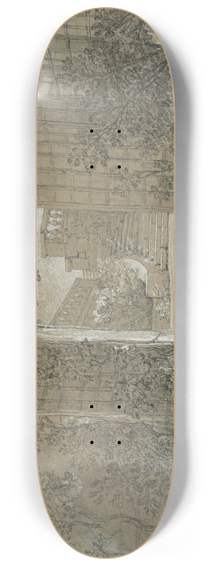 Jean-Baptiste Oudry - Landscape with a Staircase and a Balustrade 8.25 inch art skate deck