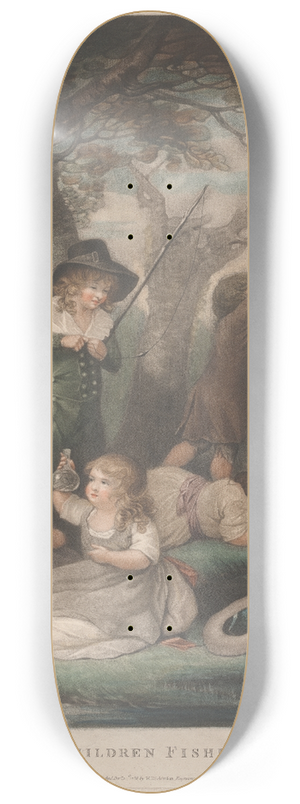 George Morland - Children Fishing 8.25 inch art skate deck