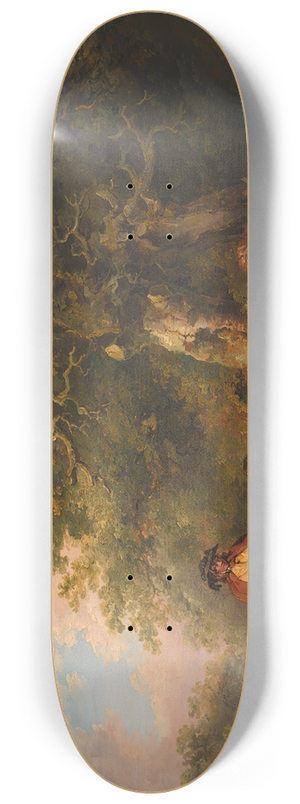 George Morland - Gypsy Encampment with Seated Man Breaking Firewood 8.25 inch art skate deck