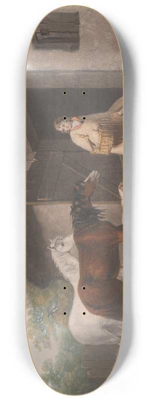 George Morland - The Horse Feeder 8.25 inch art skate deck