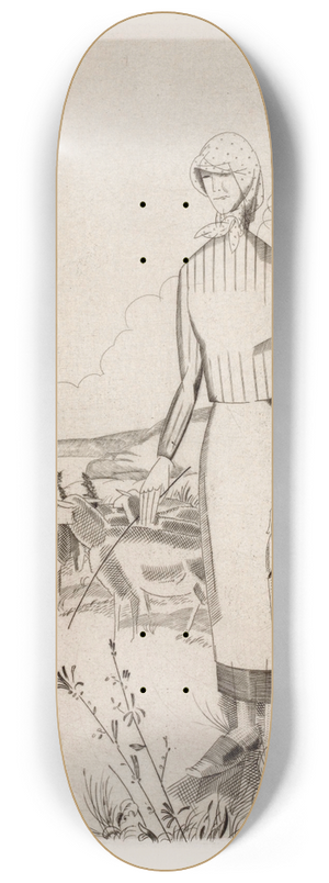 Jean Emile Laboureur - Herderin met schapen 8.25 inch art skate deck