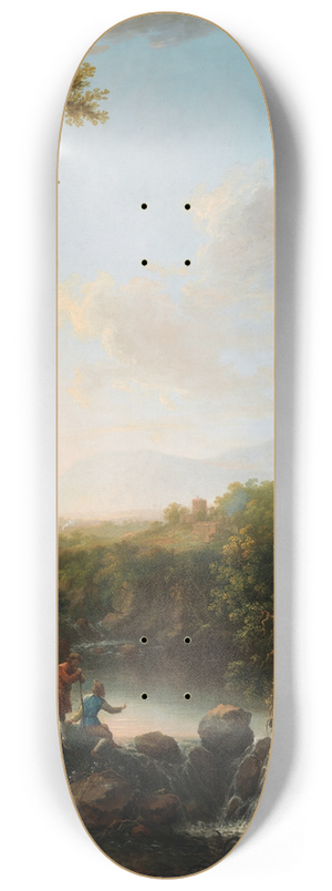 George Mullins - River Landscape with Fisherman 8.25 inch art skate deck