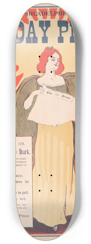 George Reiter Brill - For Sunday, August 11th, The woman in the dark. 8.25 inch art skate deck