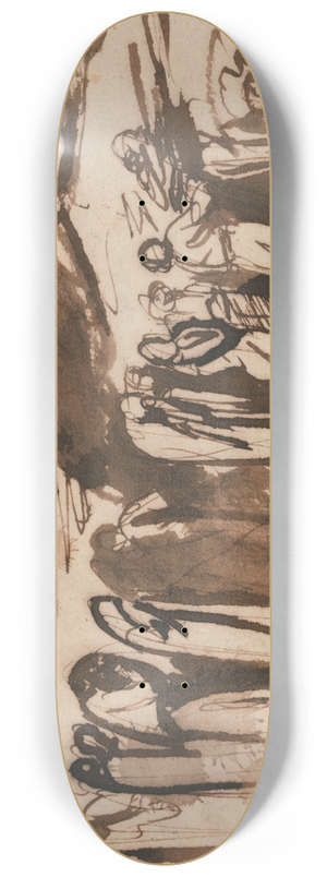 George Romney - A Procession of the Damned: Study for the Damned in Dantes Inferno 8.25 inch art skate deck