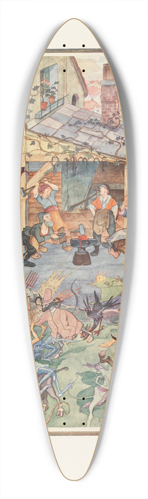 Jean de Bosschre - The Devil beaten Three Times 39.3 inch art pintail longboard deck