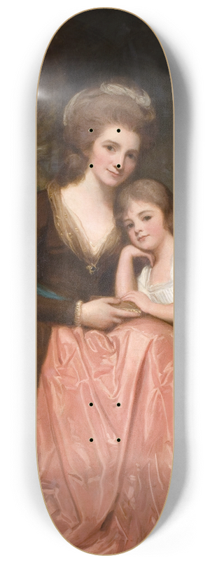 George Romney - Portrait Of Mrs Bracebridge And Her Daughter Mary 8.25 inch art skate deck