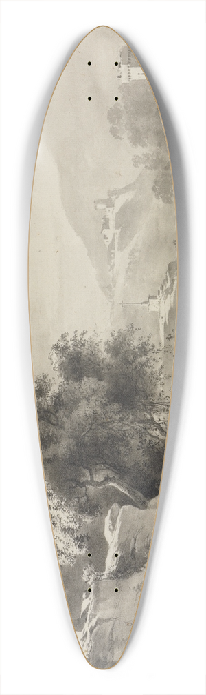 Jean-Jacques de Boissieu - Flusslandschaft mit Doppelbogenbrcke und Kreuz 39.3 inch art pintail longboard deck