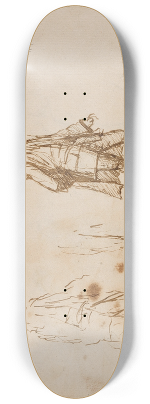 George Romney - Two studies for a male portrait 8.25 inch art skate deck