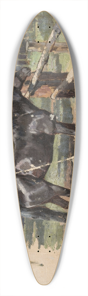 Jean Lulvs - Black horse 39.3 inch art pintail longboard deck
