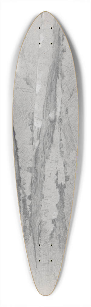 Jervis McEntee - Study of Birch Trunks (Scribners) 39.3 inch art pintail longboard deck