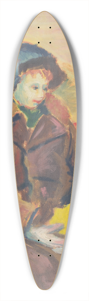 Jn Novk - Seated Boy 39.3 inch art pintail longboard deck