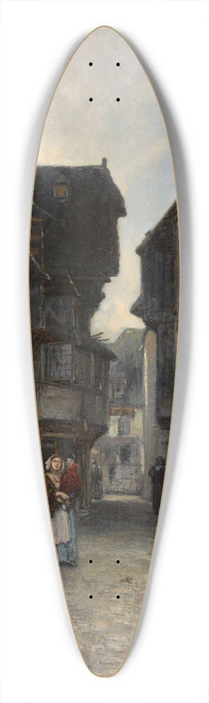 Johan Barthold Jongkind - A street in Landerneau 39.3 inch art pintail longboard deck