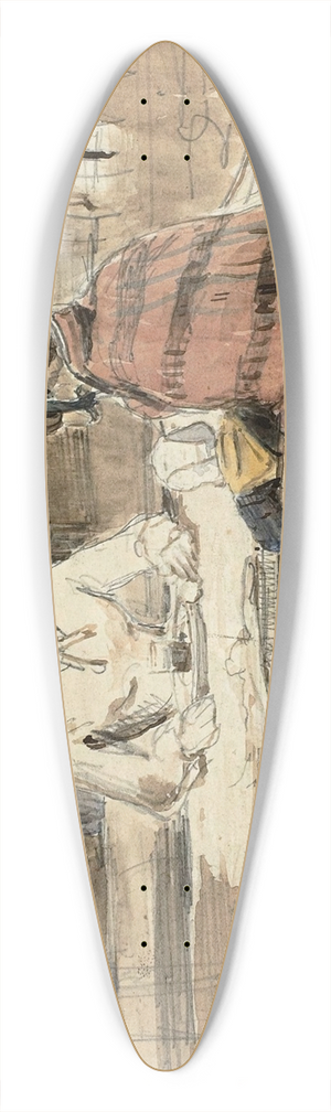 Johan Barthold Jongkind - Two Women in a Cafe 39.3 inch art pintail longboard deck