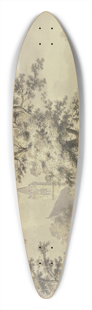 Johan Bernhard Brandhoff - Unter einem Baum sitzt ein Mann mit Frau und Kind und einigen Khen 39.3 inch art pintail longboard deck