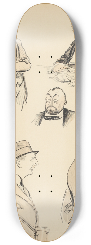 Georges Goursat (Sem) - 6 croquis ; ttes ou bustes de cinq messieurs 8.25 inch art skate deck