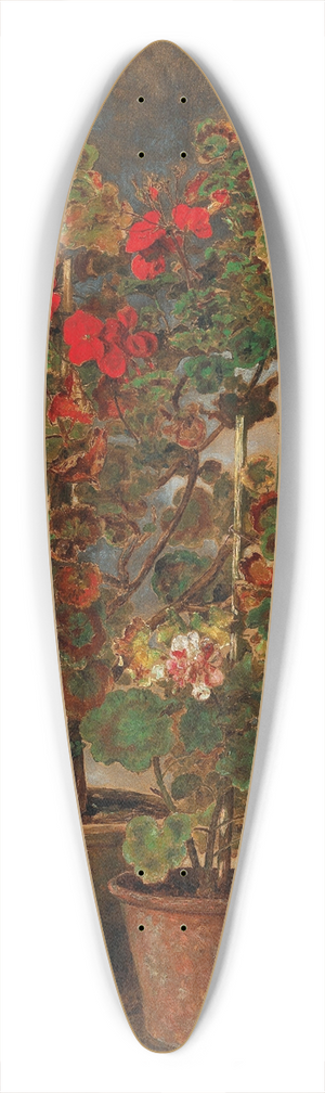 Johann Baptist Reiter - Geraniums 39.3 inch art pintail longboard deck