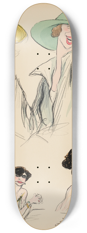 Georges Goursat (Sem) - croquis de deux femmes 8.25 inch art skate deck