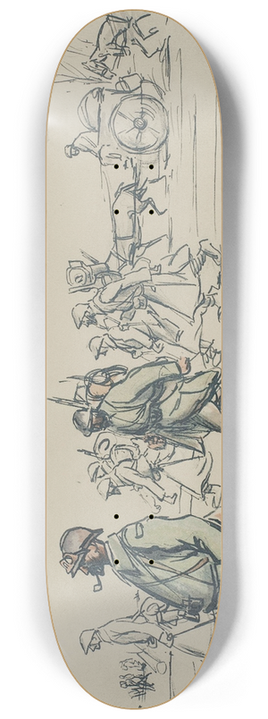 Georges Goursat (Sem) - Croquis de soldats et dattelages sur trois registres 8.25 inch art skate deck
