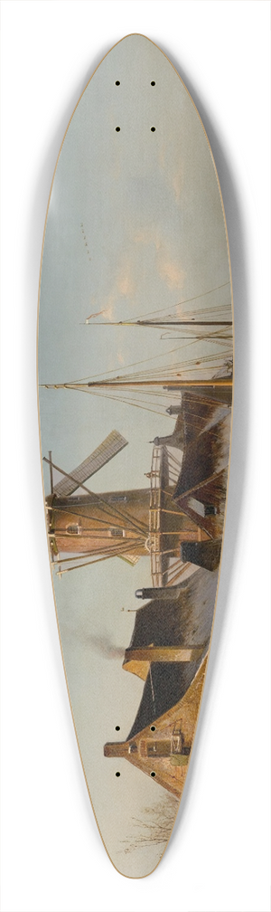 Johannes Bertholomus Duntze - A Winter Landscape With A Mill On A Frozen River 39.3 inch art pintail longboard deck