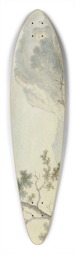 Johannes Christiaan Janson - ber eine steinerne Brcke geht ein Mann, auf dem Weg ein Bauer mit einer Kuh und Schafen 39.3 inch art pintail longboard deck