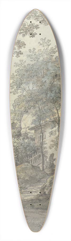 Johann Georg von Dillis - Architectural study 39.3 inch art pintail longboard deck