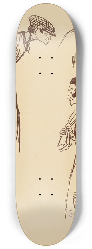 Georges Goursat (Sem) - personnage non identifi dessin deux fois, Maurice de Rotschild, labb Mugnier 8.25 inch art skate deck