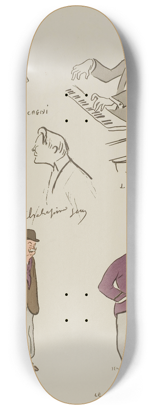 Georges Goursat (Sem) - Pietro Mascagni, Xavier Leroux, Giacomo Puccini, Feodor Chaliapine, Enrico Caruso et autres personnages 8.25 inch art skate deck