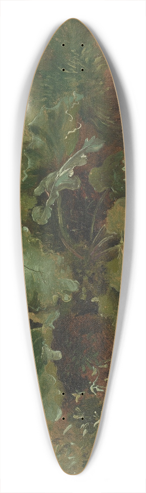 Johan Thomas Lundbye - A Burdock And Other Plants On A Stone Wall 39.3 inch art pintail longboard deck