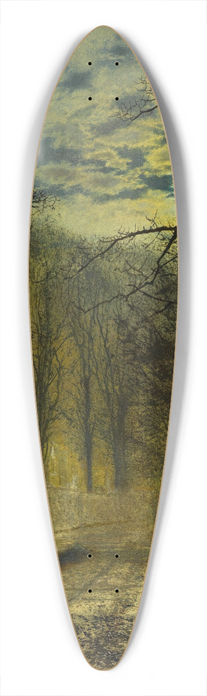 John Atkinson Grimshaw - A Moonlit Street 39.3 inch art pintail longboard deck