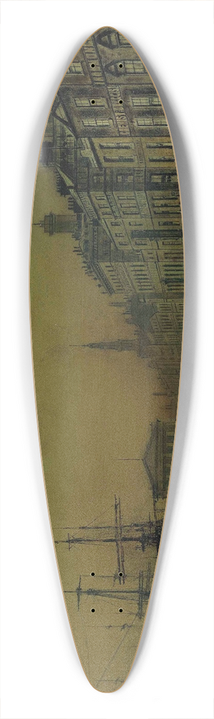 John Atkinson Grimshaw - Greenock dockside by night 39.3 inch art pintail longboard deck