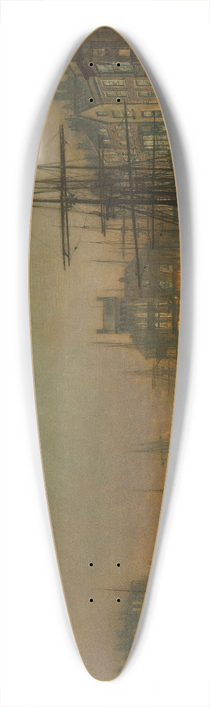 John Atkinson Grimshaw - Whitby at night 39.3 inch art pintail longboard deck