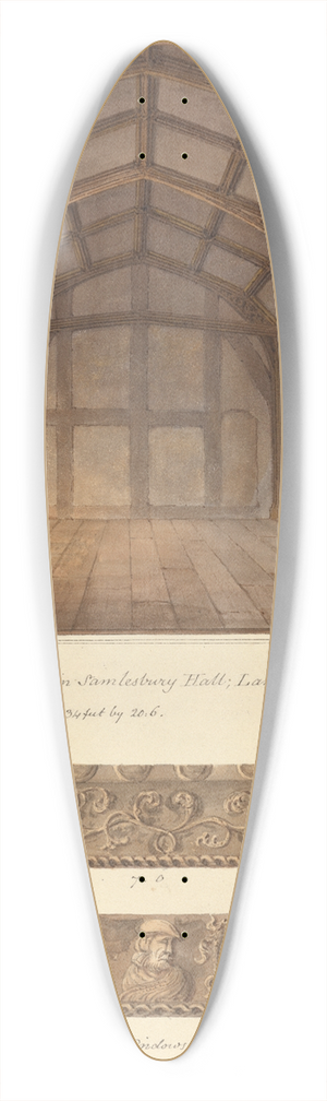 John Buckler - Interior of a Rom in Samlesbury Hall: Lancashire 39.3 inch art pintail longboard deck