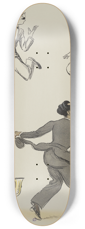 Georges Goursat (Sem) - Un homme, Gabriel Domergue, le prince de Kapurtala dansent 8.25 inch art skate deck