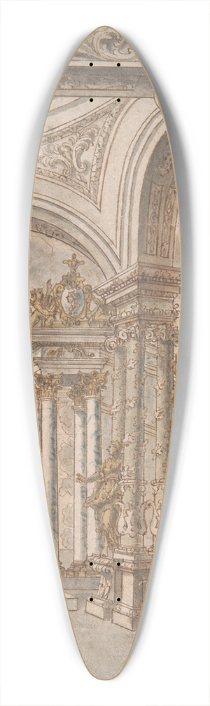 John Devoto - An architectural fantasy 39.3 inch art pintail longboard deck