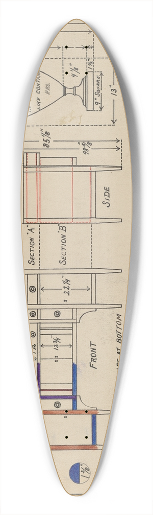 John Dieterich - Side Board 39.3 inch art pintail longboard deck